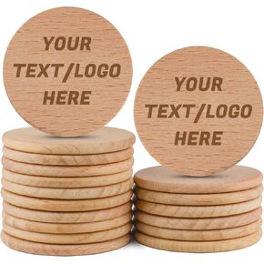 30-1000 قطعة 40 مم من رموز المشروبات الخشبية المخصصة، محفورة بالليزر على الوجهين مع شعار أو نص أو صور، رقائق خشبية مستديرة مخصصة للحانات وحفلات الزفاف والحفلات والعروض الترويجية لأحداث الشركات in Kuwait