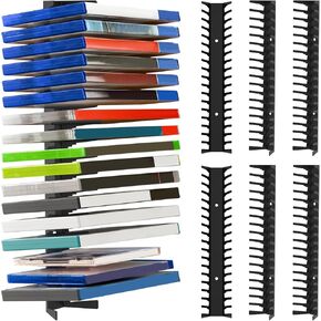 6 Pack Video Game Storage Wall Mount, Heavy Duty Metal Game Case Holder, Holds Up to 108 Disc Boxes, Wall Mounted Game Organizer Display Stand Tower for PS, Xbox, DVD, Switch Game Case, CD (Black) in Kuwait