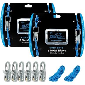 Rope with Roller Tensioner for Easy Secure Tying, 6-Pack Paracord Adjusters, Rope Tightening Tool & Tensioner for Camping, Boating Tie-Down Tool with Locking Buckle, Easy Pull Release Tie Down Kit (1) in Kuwait