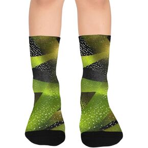 جوارب المشي لمسافات طويلة باللون الأخضر بطباعة نيون جيو - جوارب شتوية حرارية سميكة دافئة للأطفال الصغار للأولاد والبنات للمدرسة، والارتداء اليومي والأنشطة الخارجية in Kuwait