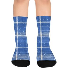 جوارب Blue Sparkle Check Vibe للمشي لمسافات طويلة - جوارب شتوية حرارية سميكة دافئة للأولاد والبنات للمدرسة، والارتداء اليومي والأنشطة الخارجية in Kuwait