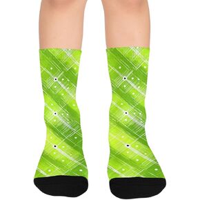 جوارب المشي لمسافات طويلة باللون الأخضر بطبعة جوهرة نيون - جوارب شتوية حرارية سميكة دافئة للأطفال الصغار للأولاد والبنات للمدرسة، والارتداء اليومي والأنشطة الخارجية in Kuwait