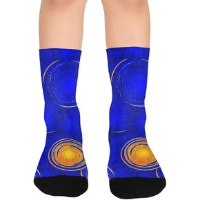 جوارب للمشي لمسافات طويلة بطبعة دوائر كونية - جوارب شتوية حرارية سميكة دافئة للأولاد والبنات الصغار للمدرسة، والارتداء اليومي والأنشطة الخارجية in Kuwait