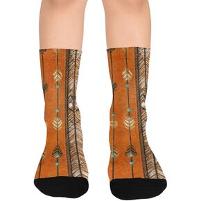 جوارب المشي لمسافات طويلة بطبعة أسهم قبلية فنية - جوارب شتوية حرارية سميكة دافئة للأولاد والبنات الصغار للمدرسة، والارتداء اليومي والأنشطة الخارجية in Kuwait