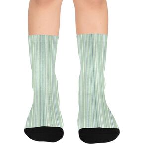 جوارب المشي لمسافات طويلة باللون الأخضر بطبعة خطوط النعناع - جوارب شتوية حرارية سميكة دافئة للأولاد والبنات للمدرسة، والارتداء اليومي والأنشطة الخارجية in Kuwait