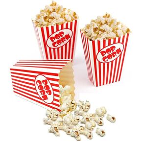 Zahaat 25 Popcorn Boxes 5.5 Inches Tall Red and White Popcorn Bags Mini Pop Corn Buckets and Container for Movie Theater, Home, Carnival Party, Decorations in Kuwait