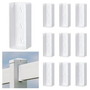 Nuanchu 10 Pcs Vinyl Fence Brackets White 1.5x5.5 Vinyl Fence Rail Mount Brackets Bulk U Mount Bracket Kit for Railings Fences Walls in Kuwait
