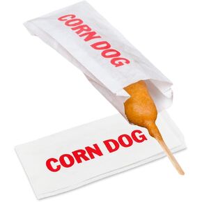Paper Corn Dog Bags | Party Event Carnival Fair | Classic Red & White Design | 3" x 3/4" x 7" - Pack of 1000 in Kuwait