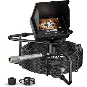 كاميرا الصرف الصحي 100 قدم كاميرا أنابيب الصرف الصحي ثعبان السباكة بطارية 8500 مللي أمبير في الساعة، 23 مم عالي الدقة، 12 مصباح LED، تسجيل DVR، بطاقة TF سعة 32 جيجابايت متضمنة in Kuwait