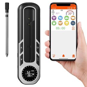 500ft Smart Bluetooth Meat Thermometer with IP66 Waterproof, Food Thermometer for BBQ, Wireless Meat Thermometer for Kitchen, Smoker,Grilling, Oven, Rotisserie Gift(iOS & Android) in Saudi Arabia