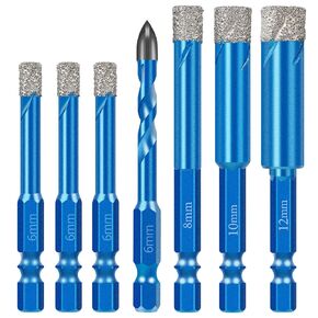 7 PCS 1/4"(6mm) Dry Diamond Drill Bits Set, Porcelain Tile Drill Bits Set with Hex Shank, Diamond Drill Bits for Porcelain Granite Tile Glass Ceramics Marble in Kuwait