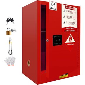 YEYAJI 23.23" x 18.11" x 35" Flammable Cabinet, Red, Galvanized Steel, Industrial & Scientific, Commercial & Home Use in Kuwait