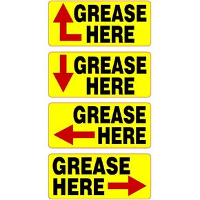 Grease Here Arrow Labels 20 Pack Lubrication Point Stickers (Yellow, 1 inch x 2.25 inch) in Kuwait