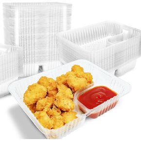 200 PCS Nacho Trays Disposable, 12 oz Plastic Nachos Containers with Chip and Dip Holder, 2 Compartments Clear Snack Tray for Movie Night Party Concession Stand Supplies in Saudi Arabia