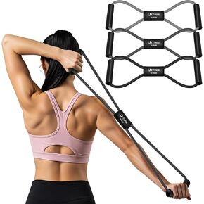 أشرطة مقاومة الشكل 8 للذراع والظهر، و3 أربطة تمرين ثقيلة من اللاتكس مع مقابض لتدريب القوة، وتمارين الجسم بالكامل، والعلاج الطبيعي، والبيلاتيس، واليوجا، ومعدات الصالة الرياضية المنزلية للنساء in Kuwait