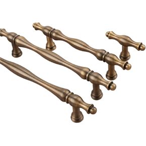 Retro Antique Brass Long Handle Kitchen Cabinet T-Handle Drawer Copper 1Pcs(8819-160-Antique) in Saudi Arabia