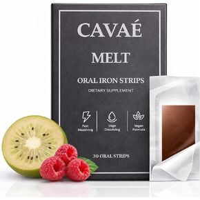 Cavae Iron Melts, with 19mg Ferric Saccharate, Folate, Citric Acid, Monk Fruit, Naturally Enhances Iron Absorption, Gut Health, Boost Energy,Zero Sugar, Raspberry Flavor, 30 Oral Strips (1) in Kuwait