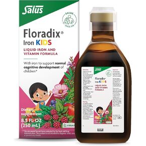 Salus Floradix Iron Kids - Liquid Iron & Vitamin Formula - Children's Supplement with C & B Vitamins - Vegan - Raspberry-Vanilla Flavor - 8.5 fl oz in Kuwait