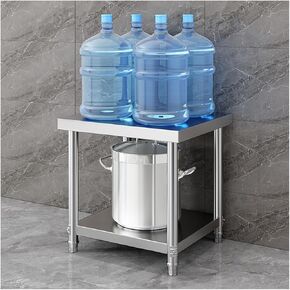 طاولة عمل من الفولاذ المقاوم للصدأ بطبقتين، طاولة عمل تجارية شديدة التحمل مع رف قاعدة (60 × 60 × 60 سم / 23.6 × 23.6 × 23.6) in Kuwait