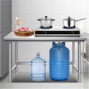 طاولة عمل سميكة من الفولاذ المقاوم للصدأ قابلة للإزالة، طاولة تحضير المطبخ وغرفة الطعام، منضدة تعبئة المستودعات (23.6 × 23.6 × 31.5 بوصة) in Kuwait