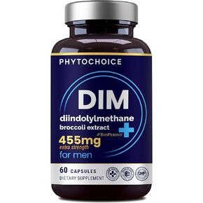 DIM للرجال 350 ملغ عالي الفعالية مع BioPerine® ومستخلص البروكلي - 455 ملغ مركب إجمالي لتوازن الإستروجين وتحسين الهرمونات، مكمل DIM المتقدم للرجال، تركيبة امتصاص نظيفة، 60 كبسولة in Kuwait