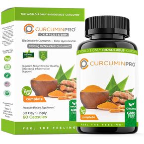 Curcuminpro كاملة - ملحق الكركم امتصاص عالي. كبسولات الكركمين التي تعمل بالبروتين مع الكركمين القابلة للذوبان الحيوي لتحقيق أقصى قدر من الفعالية. ملحق الكركمين الطبيعي (60 عدد) in Saudi Arabia