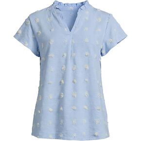 Girls Shirts Short Sleeve Chiffon Shirts Swiss Dot Blouses Top Teen Girls V-Neck Tunics Tee Size 9-14 Years in Kuwait