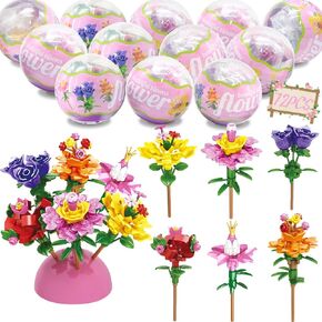 WODMAZ 12 Pcs Prefilled Easter Eggs with Bouquet Building Blocks, Surprise Flower Toys Set for Kids, Easter Basket Stuffers, Classroom Prize Supplies in Kuwait