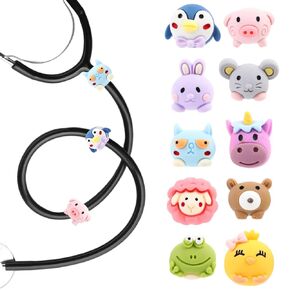 سحر سماعة الطبيب لحيوانات الغابة من لونيكالت للممرضة - 10 قطع من القنافذ الكرتونية المطاطية والثعالب والإكسسوارات الساحرة لسماعات الطبيب، هدية لطبيب الأطفال والعامل البيطري وطلاب التمريض in Kuwait