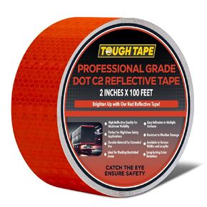 شريط عاكس للسلامة DOT C2 مقاس 2 بوصة × 100 قدم - شريط واضح مقاوم للماء في الهواء الطلق - شريط عاكس أحمر للمقطورات والمركبات والقوارب - أمان عاكس قوي لعلامات التحذير التحذيرية in Kuwait