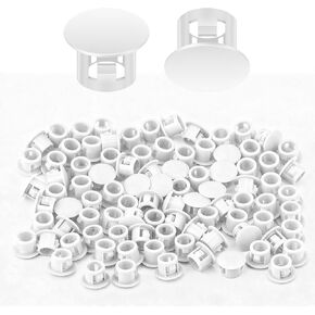 100 قطعة فتحة مقابس بلاستيكية مقاس 1/4 بوصة، أغطية تزيين فتحة الخزانة، مقابس بلاستيكية بيضاء لفتحات الأثاث المستديرة in Kuwait