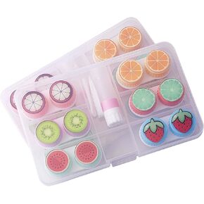 6-piece contact lens case, convenient for travel carrying, cute fruit contact lens storage box, tweezers disassembly tool set (color) in Kuwait