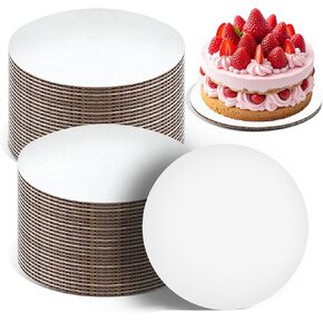 ألواح كيك مستديرة مقاس 10 بوصة، قاعدة من الورق المقوى رفيعة ومتينة ودوائر من الورق المقوى مقاومة للزيت ومقاومة للماء من أجل صناعة الكعك والحلويات والحرف اليدوية لمهرجانات أعياد الميلاد وحفلات الزفاف (50 قطعة) in Kuwait