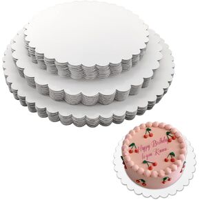 30 Pcs 8+10+12 inch White Cake Boards Round, 10 of Each Size, Food-Graded Cardboard, Waterproof and Oil-Proof, Sturdy Corrugated, Ideal for Baking, Cake DIY, Dessert and Craftin in Kuwait