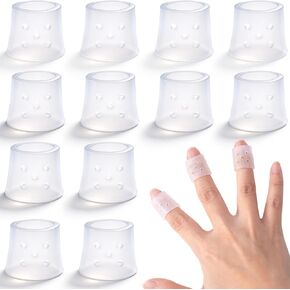 PAGOW 12pcs Finger Covers for Skin Picking, Reusable Silicone Stop Nail Biting Finger Guard, Breathable Anti Skin Picking Finger Gloves for Nail Biting Prevention, Cuticle Protection, Cracked - Clear in Kuwait