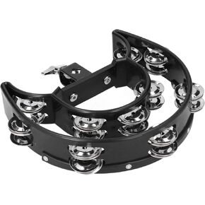Hi Hat Tambourine Drum Set, Double Row Bells Musical Instrument for Drummers Guitarists Singers Composers, Multifunctional Hand Bell Rattle Loose,Black in Kuwait