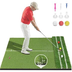 سجادة جولف FRUITEAM مزدوجة العشب مقاس 5 × 4 أقدام، محاذاة حصيرة ضرب الجولف السميكة ومساعد زاوية الاقتراب، ممارسة داخلية/خارجية in Kuwait