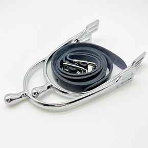 Men's English Round Bumper Spurs Set - Zinc Alloy Chrome Plated Riding Spurs with 0.8 Inch Short Neck & Leather Straps for Equestrian, Trail Riding and Western Shows (4.3 Inch Arch, 4.8 oz) in Saudi Arabia