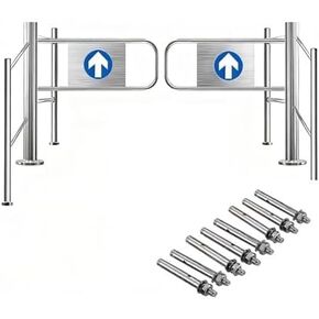Supermarket Swing Gate Automatic Closing Stainless Steel Safety Gate with Guardrail for Library Warehouse(180cm) in Kuwait