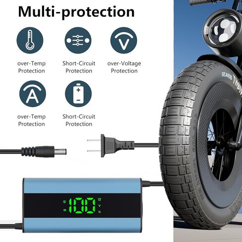 54.6V 2A Electric Scooter Charger 6 in 1 Plugs Universal,for 48V Electric Scooter Ebike Lithium Battery, Smart Display, Fast Charging, Overcharge Protection, Compatible with Multiple Model in Saudi Arabia