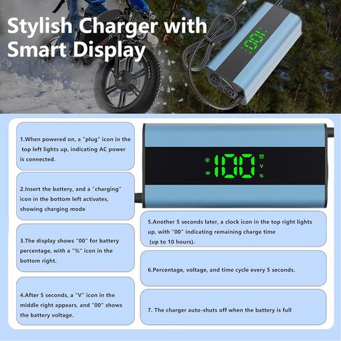 54.6V 2A Electric Scooter Charger 6 in 1 Plugs Universal,for 48V Electric Scooter Ebike Lithium Battery, Smart Display, Fast Charging, Overcharge Protection, Compatible with Multiple Model in Saudi Arabia