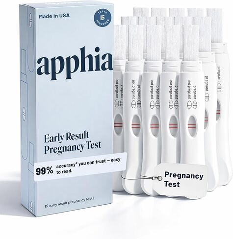 اختبار الحمل في وقت مبكر Apphia (15 حزمة) | اختبار الحمل في منتصف الطريق | شرائط اختبار HCG | احصل على نتائج 6 أيام في وقت أقرب - صنع في الولايات المتحدة الأمريكية in Kuwait