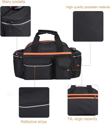Bike Rack Bag, 14L Bike Rear RackBag Bikes Trunk Bag Large Capacity Saddle Box BikeRear Tail Back Seat Backpack Cycling for Road Mountain Bikes in Saudi Arabia