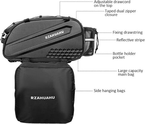 bike trunk bag, 3-in-1 Bike Rack Bag Trunk Bag Waterproof Bicycle Rear Seat Bag with 2 Side ing Bags Cycling Cargo Luggage Bag Pannier Shoulder Bag in Saudi Arabia