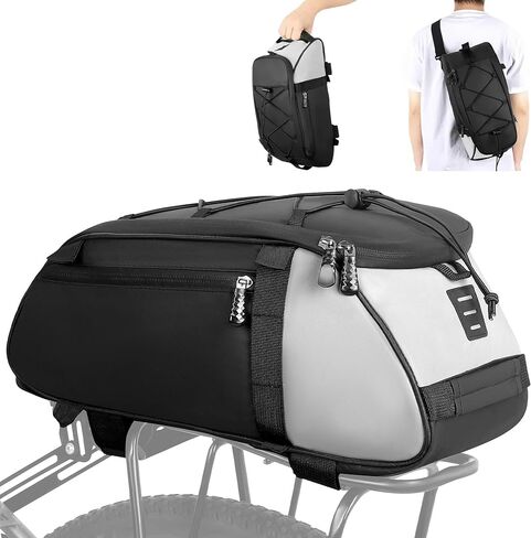 WILDKEN Bike Rack Bag for Ebike Bicycle, 12L Waterproof Reflective Rear Bike Rack Bags Bicycle Electric Bike Trunk Bag, Cycling Storage Saddle Bag with Shoulder Strap for Commuter Travel Outdoor in Kuwait