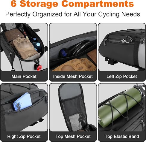 WILDKEN Bike Rack Bag for Ebike Bicycle, 12L Waterproof Reflective Rear Bike Rack Bags Bicycle Electric Bike Trunk Bag, Cycling Storage Saddle Bag with Shoulder Strap for Commuter Travel Outdoor in Kuwait