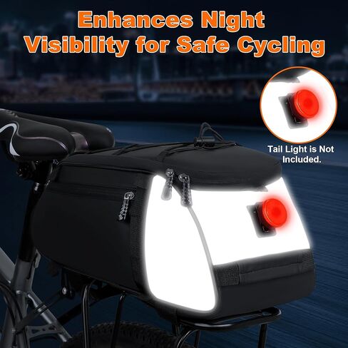 WILDKEN Bike Rack Bag for Ebike Bicycle, 12L Waterproof Reflective Rear Bike Rack Bags Bicycle Electric Bike Trunk Bag, Cycling Storage Saddle Bag with Shoulder Strap for Commuter Travel Outdoor in Kuwait