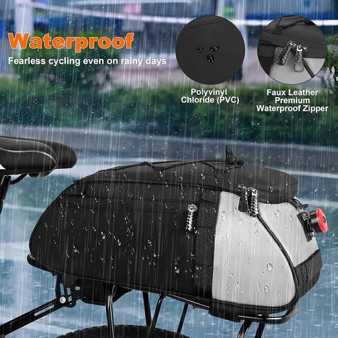 WILDKEN Bike Rack Bag for Ebike Bicycle, 12L Waterproof Reflective Rear Bike Rack Bags Bicycle Electric Bike Trunk Bag, Cycling Storage Saddle Bag with Shoulder Strap for Commuter Travel Outdoor in Kuwait