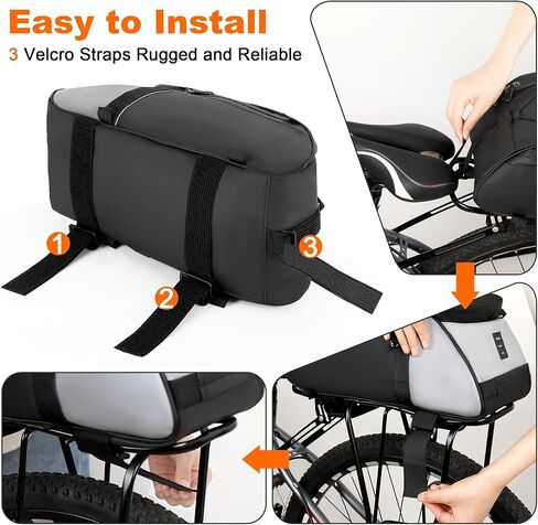 WILDKEN Bike Rack Bag for Ebike Bicycle, 12L Waterproof Reflective Rear Bike Rack Bags Bicycle Electric Bike Trunk Bag, Cycling Storage Saddle Bag with Shoulder Strap for Commuter Travel Outdoor in Kuwait