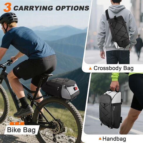 WILDKEN Bike Rack Bag for Ebike Bicycle, 12L Waterproof Reflective Rear Bike Rack Bags Bicycle Electric Bike Trunk Bag, Cycling Storage Saddle Bag with Shoulder Strap for Commuter Travel Outdoor in Kuwait